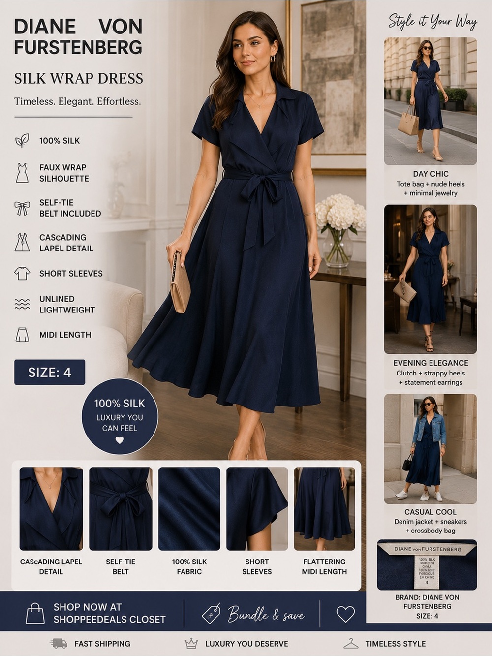Diane von Furstenberg 100% Silk Wrap Dress